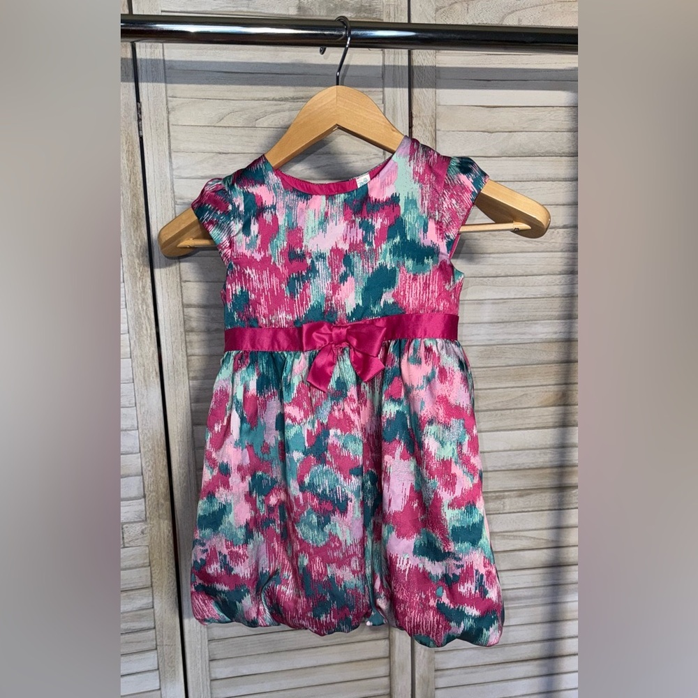Cherokee Pink and Green Bubble Skirt Formal Kids Dress